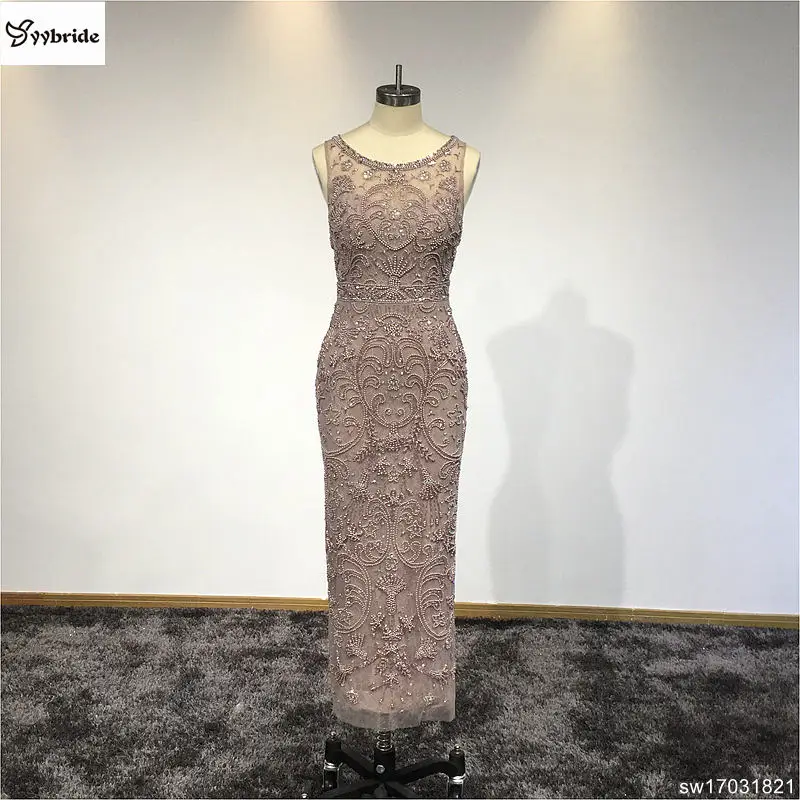 

Surmount mermaid Vintage Mother Dress Sleeveless Pearls Hand Sewing Beads Evening Dress Customized Prom Dresses