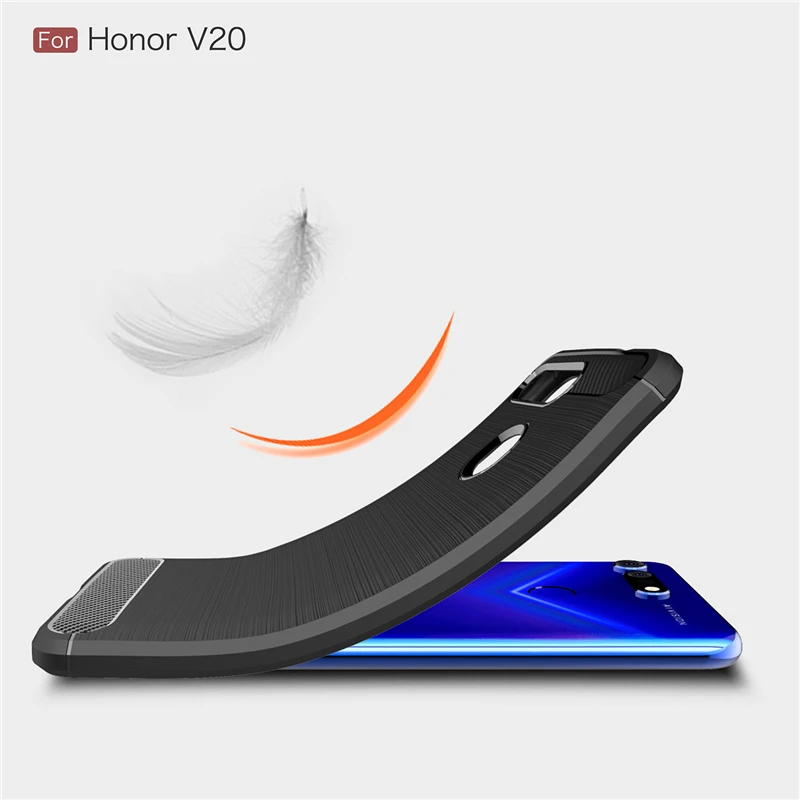 Чехол из углеродного волокна Wolfsay для Huawei Honor View 20 резиновый бампер силиконовый