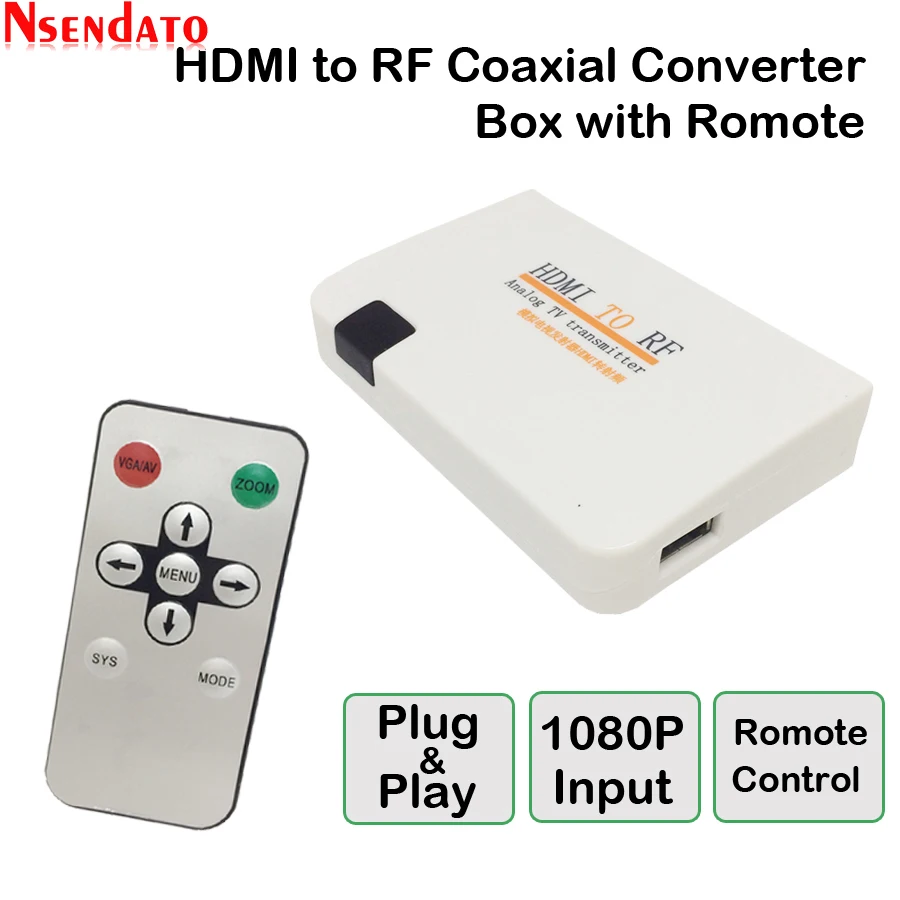 Аналоговый ТВ передатчик HDMI к RF HDMI к радиочастотному сигналу HD модулятор коробка конвертер с Remome управления зумом для HD ТВ ПК