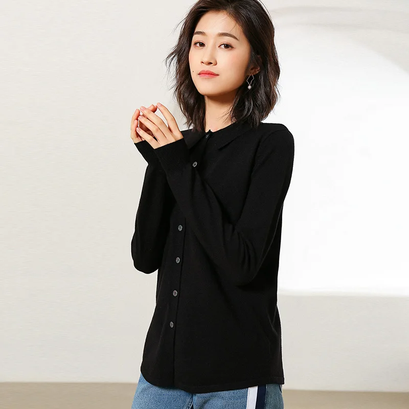 Cashmere sweater female new round neck solid color knit cardigan Slim loose coat thin section elastic wild shirt |