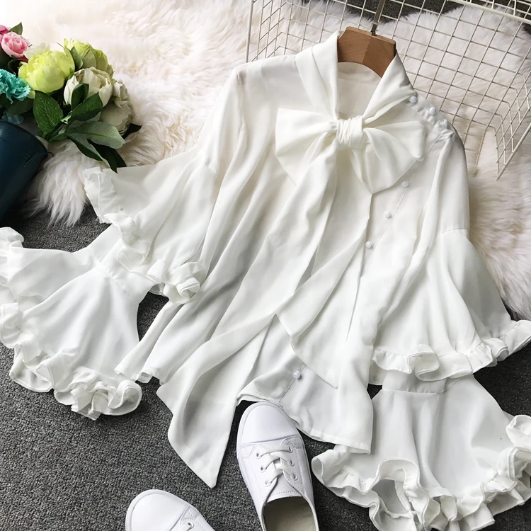 Новинка 2019 года для женщин топы корректирующие Мода оборками с расклешенными