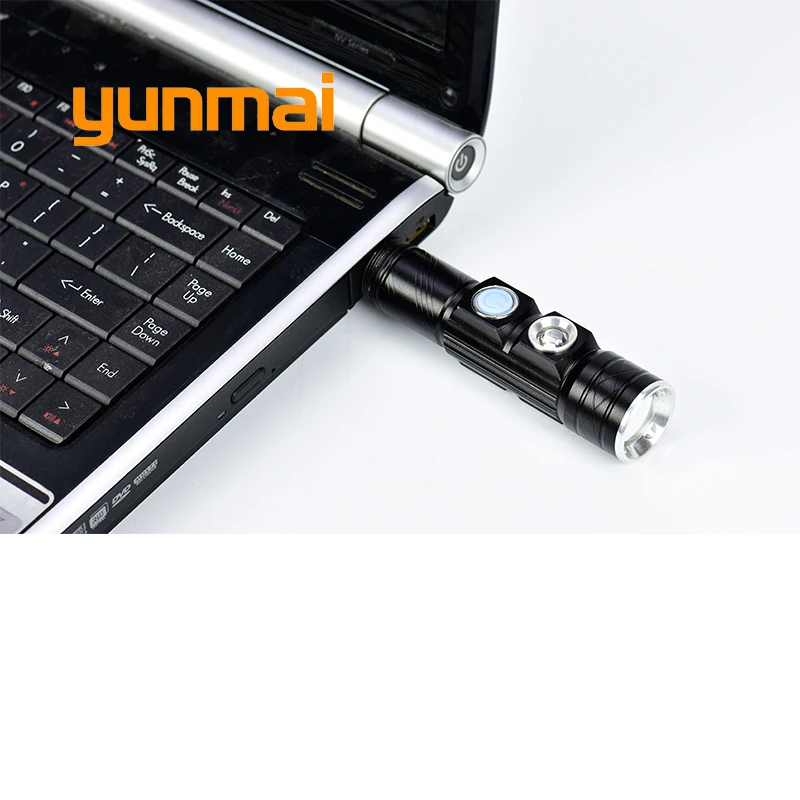Портативный фонарик yunmai перезаряжаемый от USB Q5 + 395 ультрафиолетовый