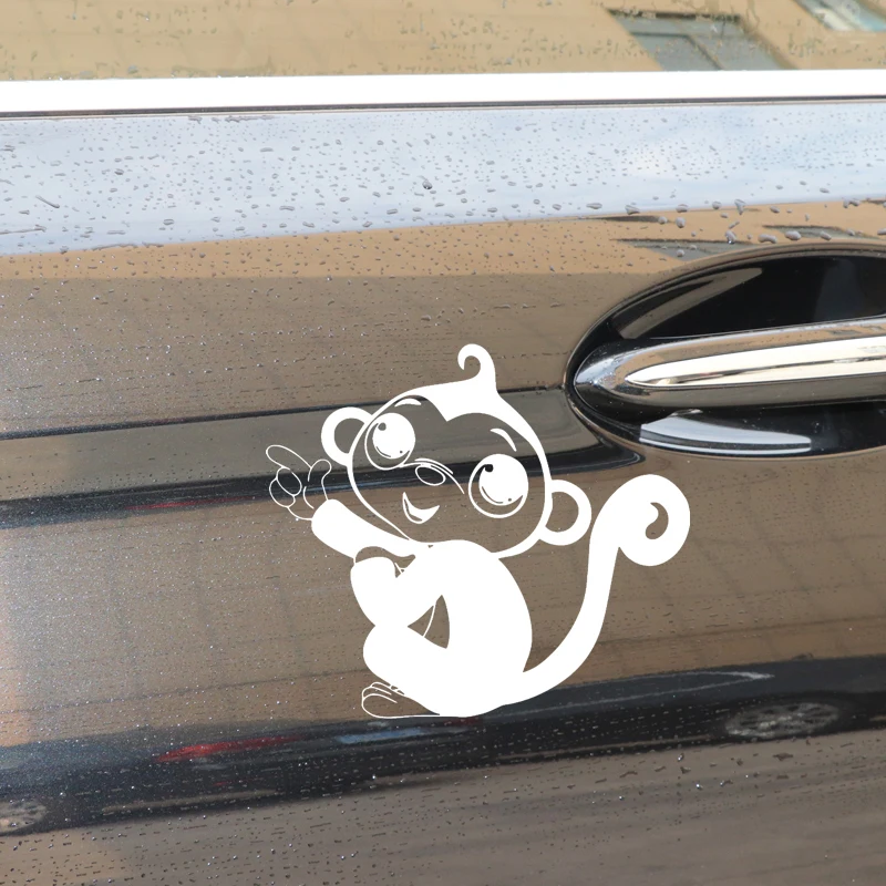 

YJZT 16.3CM*14.4CM Lovely Monkey Cartoon Car Stickers Decoration Bumper Vinyl Decal Black/Silver C4-1855