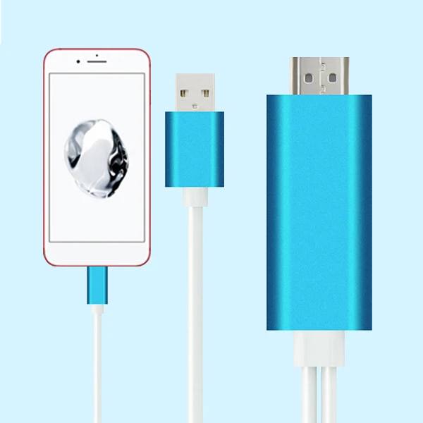 Blue USB к HDMI конвертер для Lightning к HDMI зеркальный кабель адаптер для Apple iPhone X 8 7 6S iPad HDMI ТВ Цифровой AV адаптер - Цвет: Blue