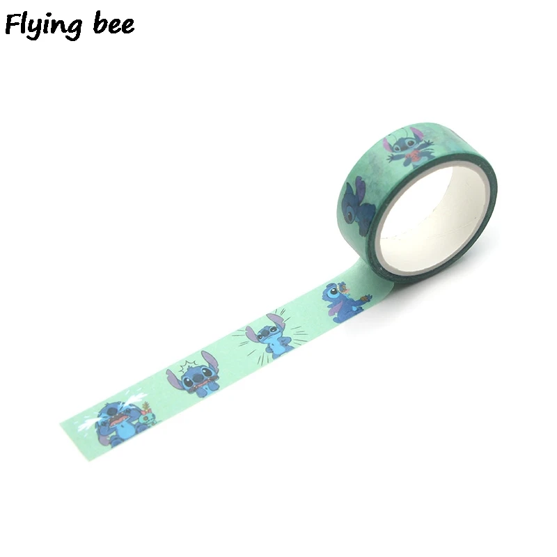 Flyingbee 15 мм X 5 м стежка васи лента бумага DIY декоративная клейкая лента канцелярские Мультяшные маскирующие Ленточные принадлежности X0298