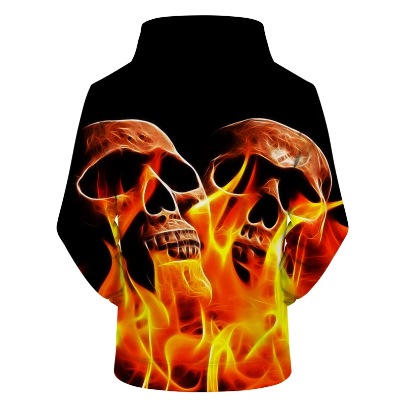 2018 Новый огонь и череп 3DDigital толстовки с капюшоном принтом Повседневная обувь для