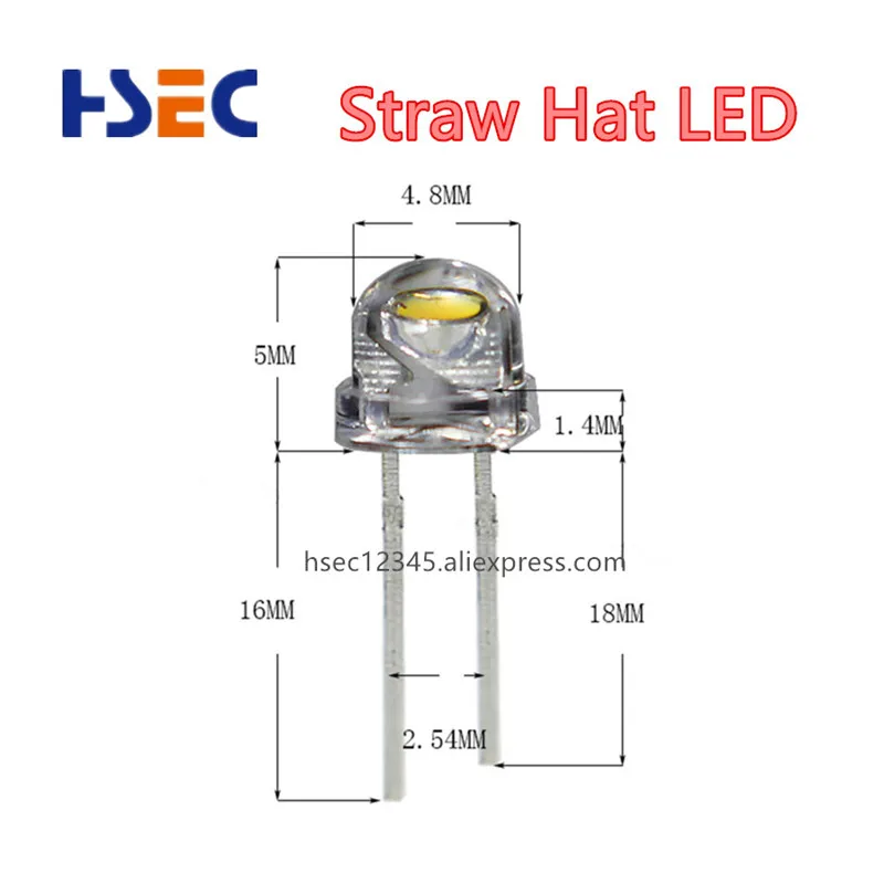1000 шт 5 мм соломенная шляпа Led розовый цвет 4 8 led светоизлучающий диод прозрачная
