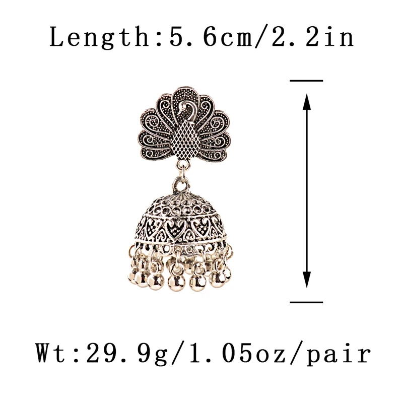 Антикварные висячие серьги в стиле бохо этническом Jhumka из Индии женские форме