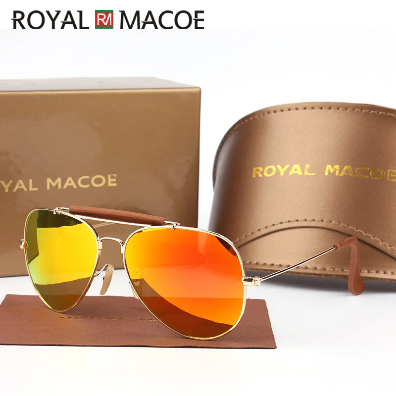Королевские солнцезащитные очки MACOE, мужские Поляризованные брендовые классические металлические очки пилота для женщин, коричневые линзы, модный стиль, UV400, Gafas De Sol - Цвет линз: C02