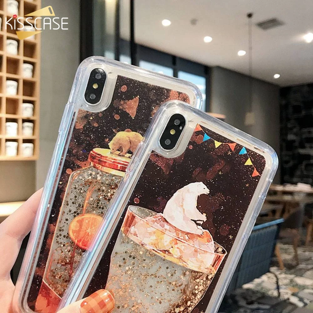 Чехол KISSCASE с жидким зыбучим песком для iPhone 7 8 6 6S X XS чехлы телефонов 6s plus XR MAX задней