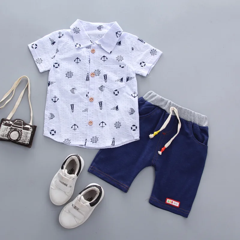 Lovely Cartoon Printed Kids Clothing 2pcs Baby Boys Clothes Sets Short Sleeve T Shirt+Pants Fashion Child Boy Outfit Suits Z481 | Детская