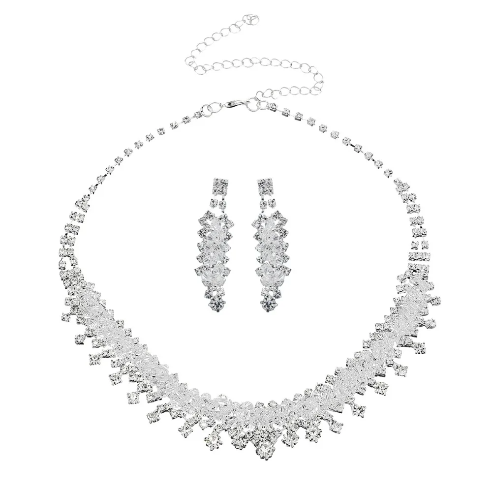 

Classic Fashion Bridal Wedding Accessary Necklace Earring Crown High Quality CZ Cystal Wedding Jewelry