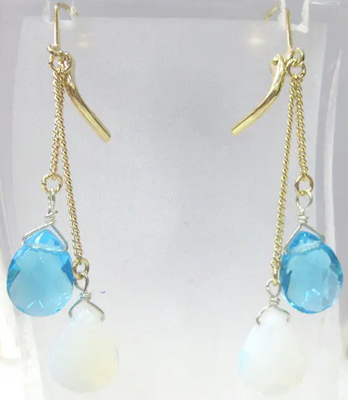 Скидка 30% женские красивые серьги с белым лунным камнем/синим цирконием 5