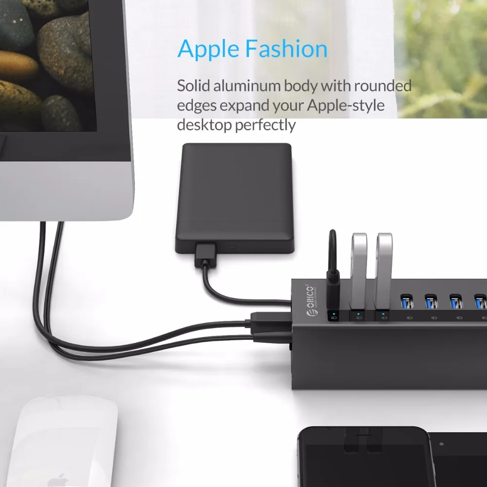 Высокоскоростной Алюминиевый Концентратор ORICO USB 3 0 с 7 портами Разветвитель Usb 12