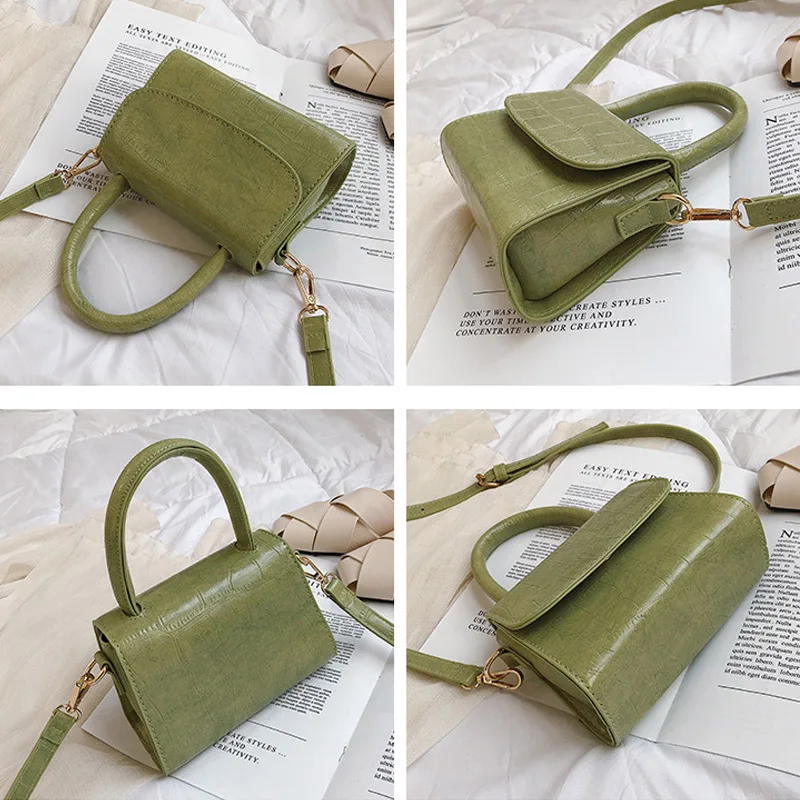 

CASMOR Stone Line Handbag for Women Vintage Leather Cover Shoulder Crossbody Bags Brand Mini Small Retro Messenger Bags