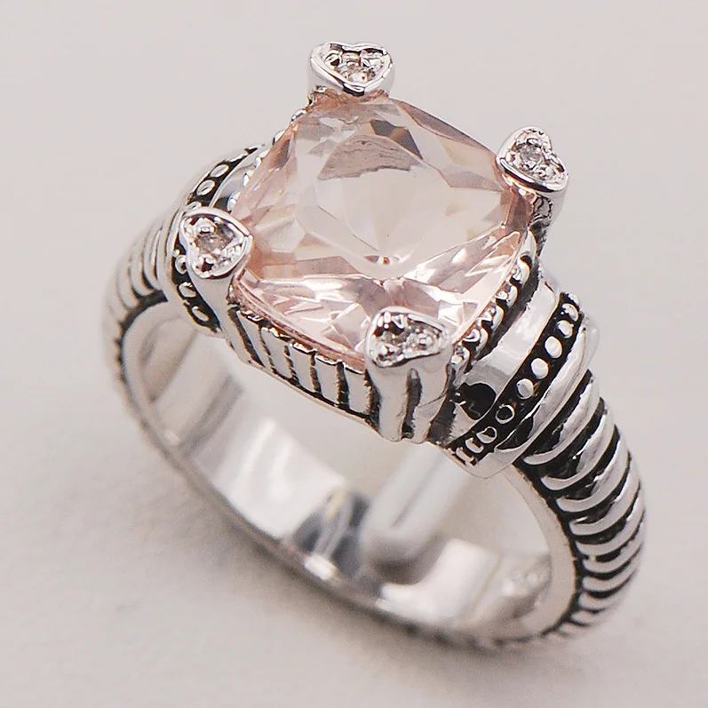 Женское серебряное кольцо в виде морганита модель F718 размер 6 7 8 9 10|silver name ring|ring