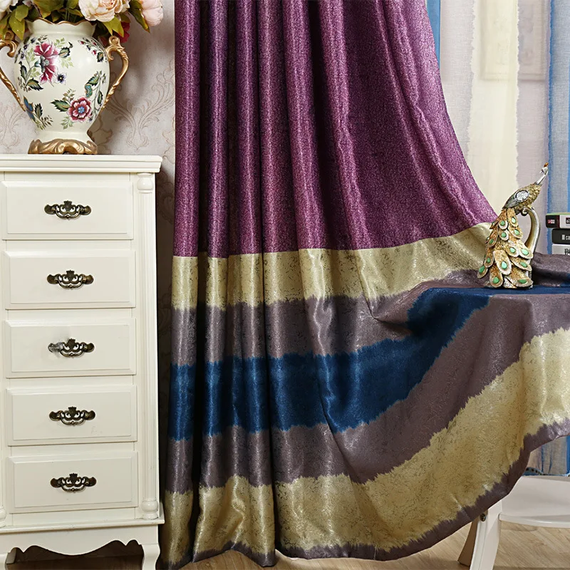 Художественные шторы Мона Лиза с фиолетовой картиной маслом для гостиной