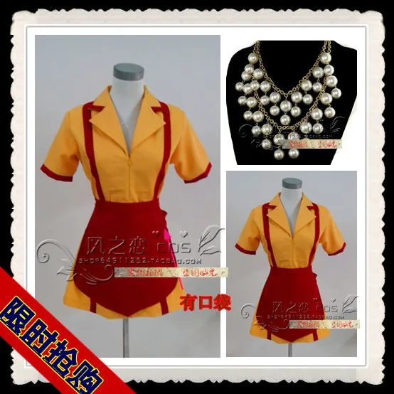2 Broke Girls Williamsburg Diner Max George Black Caroline Wesbox Channing Waitress Cosplay Costume F016 |