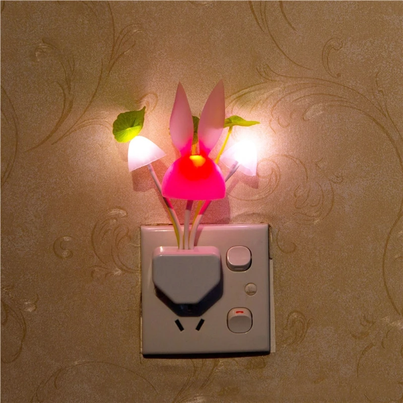 Smart Light Sensor Changeable Color Lamp Wall LED Mushroom Rabbit Night EU plug Home Bedroom Decoration | Освещение
