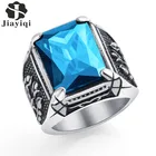 Мужское кольцо Jiayiqi, винтажное, с фианитами, в стиле панк, кольцо из нержавеющей стали 316L