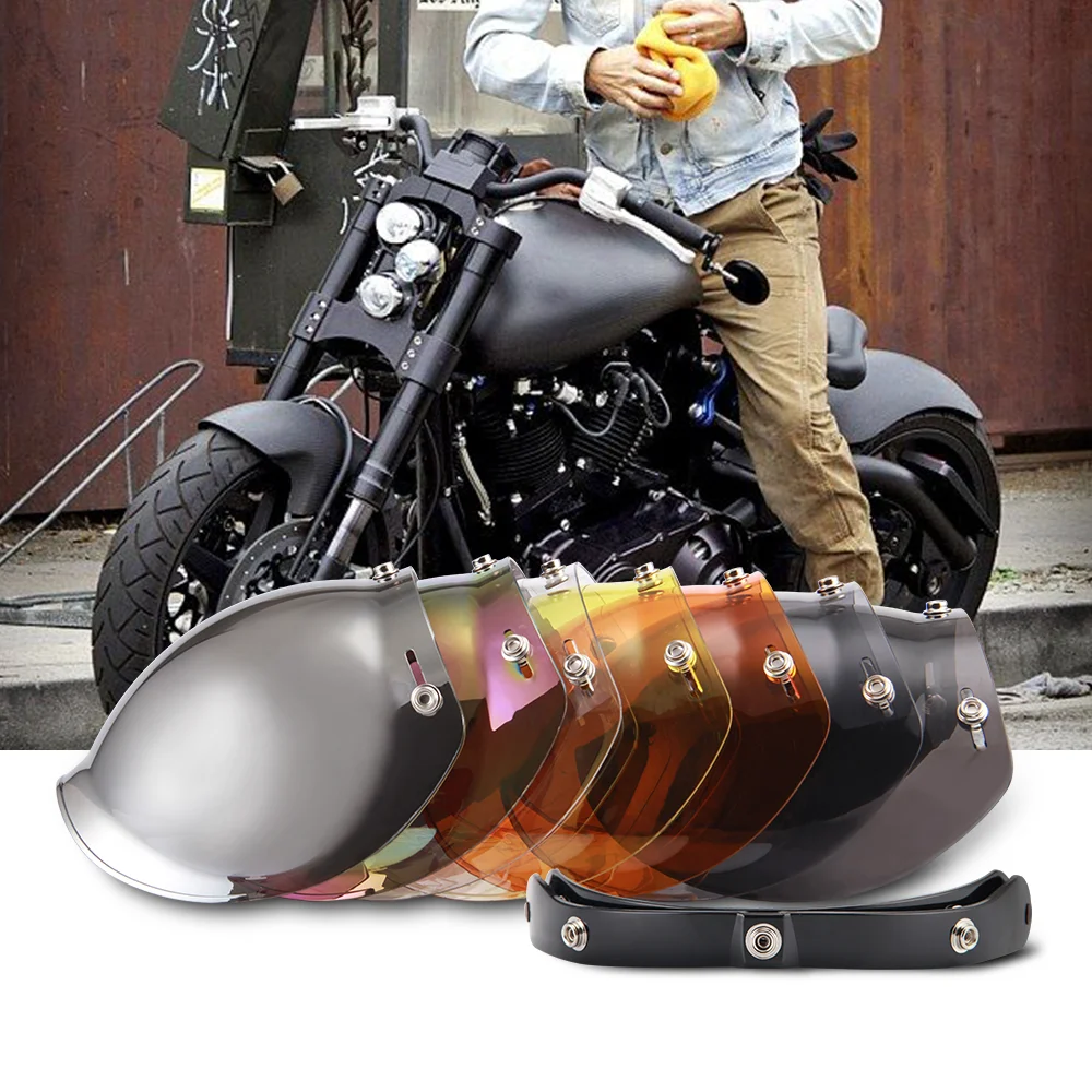 HEROBIKER мотоцикл шлем с открытым лицом козырек щит объектив для 3/4 мотоцикл 3-оснастки пузырь козырек шлем линзы лобовое стекло Черный, серый цвет