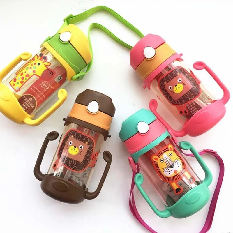 400 мл дети учатся чашка для питья соломы бутылочка кормления с ручкой милый