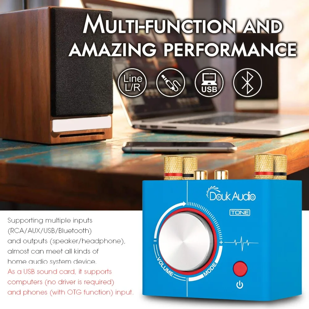 Douk аудио тон HiFi Bluetooth 5,0 TPA3116 цифровой усилитель мощности USB мини стерео усилитель для наушников для домашнего аудио