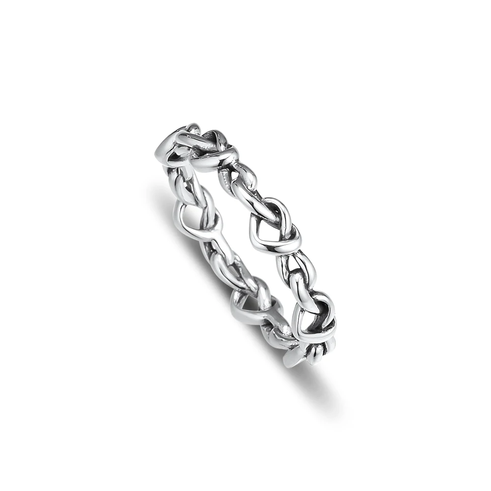 

Knotted Hearts Band Rings 100% Authentic 925 Sterling-Silver-Jewelry Free Shipping