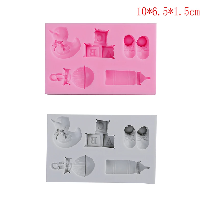 

Silicone Fondant Mold Cookware Mould Cake Decorating Tool Duck Bottle Nipple Alphabet Block Shoes Baby Toy Series