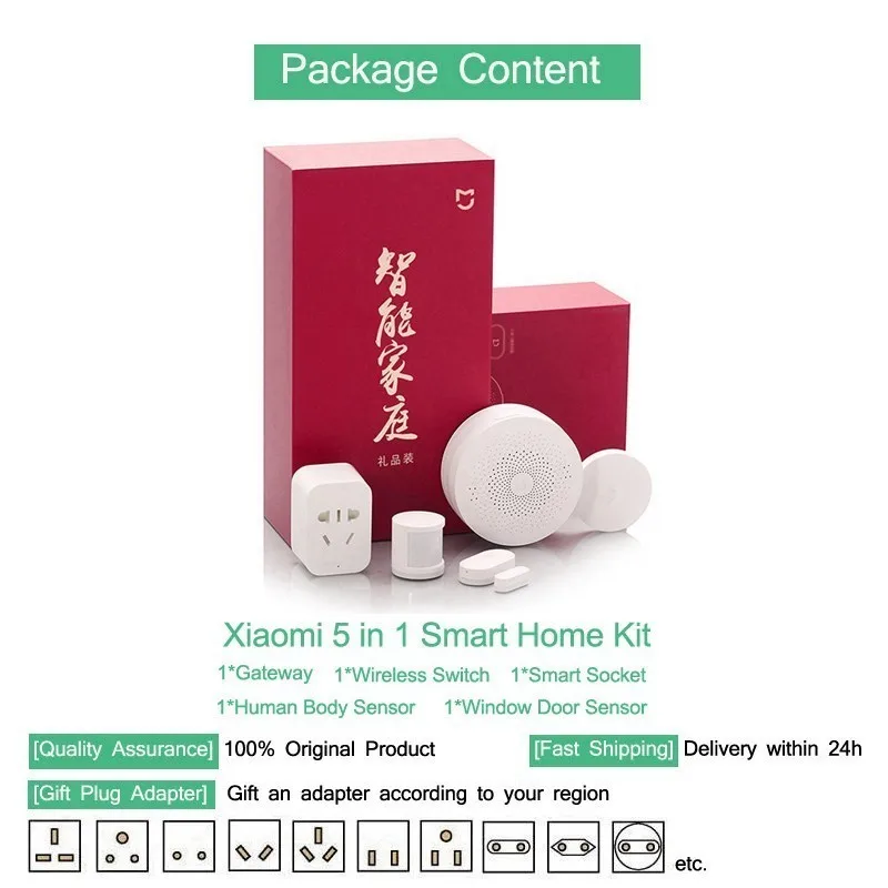 5 and 1 kit Xiaomi Mijia Aqara 5 в 1 Умный дом Комплект видеокамера со встроенным видеомагнитофоно шлюз человеческого тела Датчик оконной двери беспроводной переключатель мини - Цвет: 5 and 1 kit