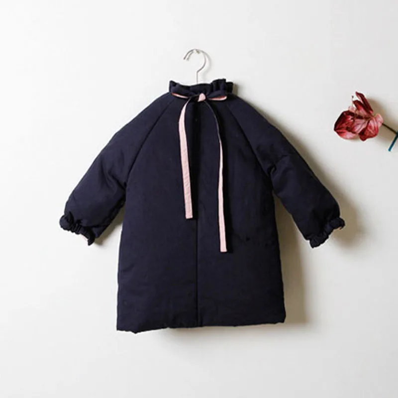 Теплая детская одежда зимняя куртка для девочек плотное черное стеганое зимнее