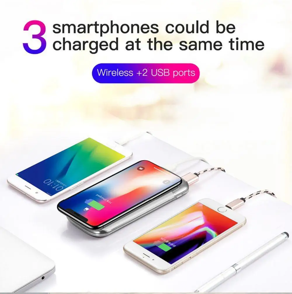 30000mah Power Bank External Battery Built-in Wireless Charger Powerbank Portable QI for iPhone XS Max 8 | Мобильные телефоны и