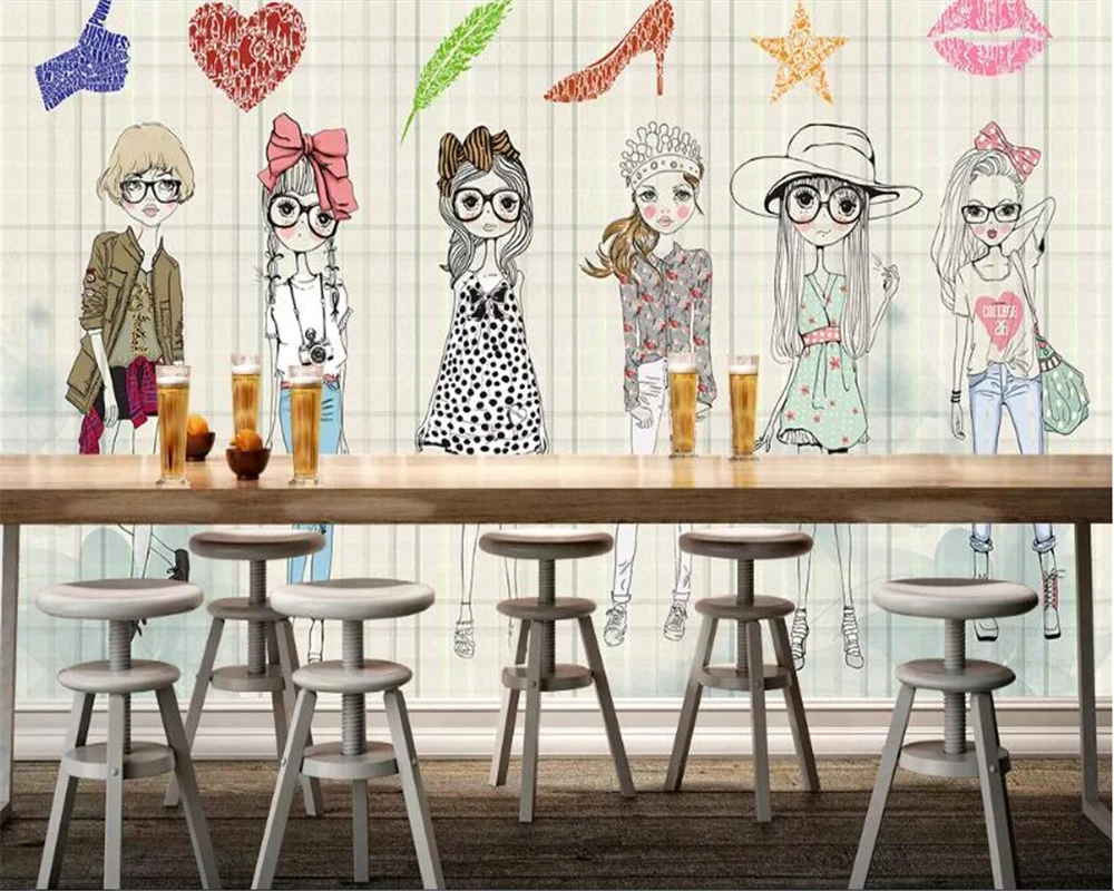 beibehang Wallpaper 3d papier peint mural wall sticker cartoon girl paper tooling wallpaper Mural for kids room | Обустройство дома