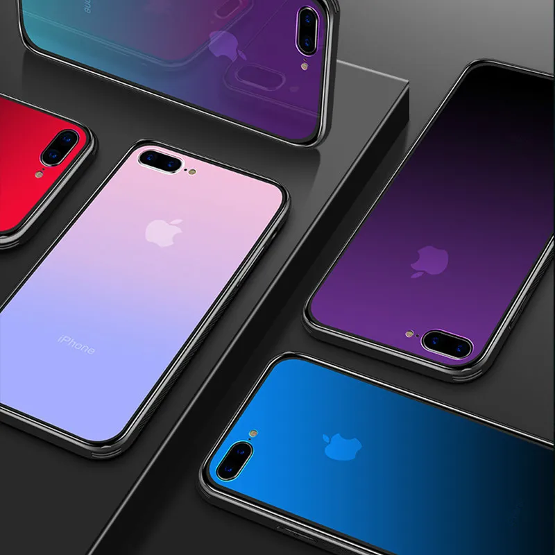 Чехол Coque Fundas для iPhone 8 7 6 6S X Capinhas градиентный цвет ультра тонкий жесткий чехол iPhone8