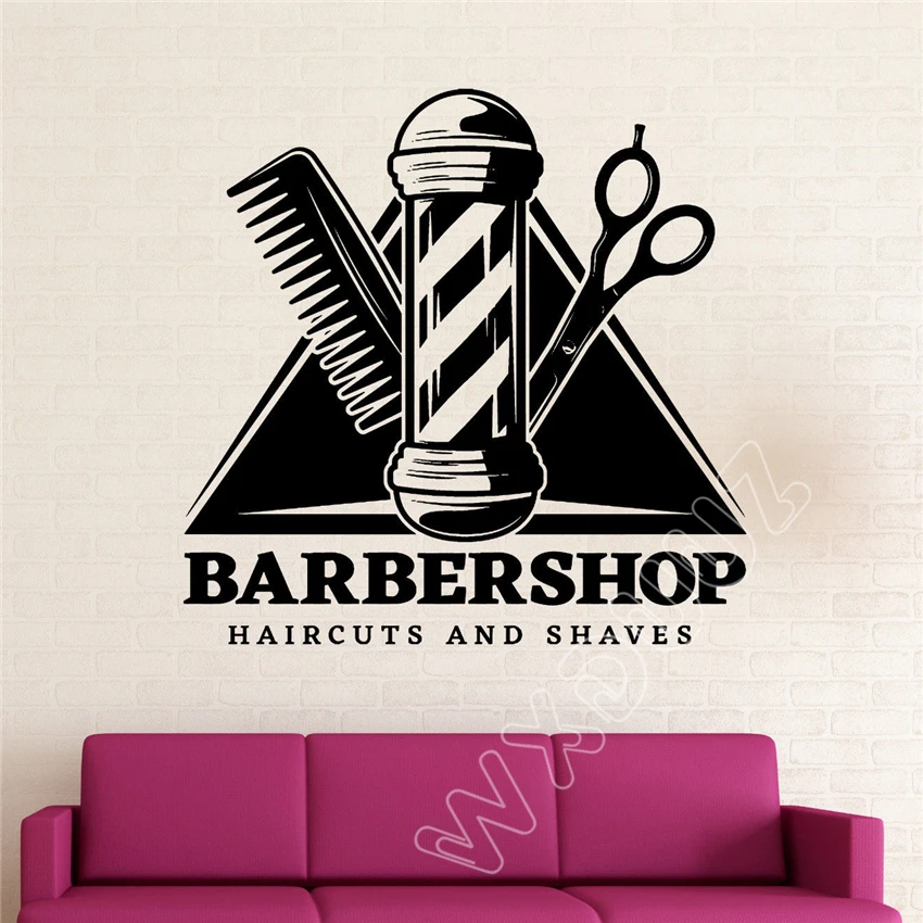 

WXDUUZ Barbershop Professional Service Haircuts and Shave Decor Wall Stickers Decor Removable living room Poster B277