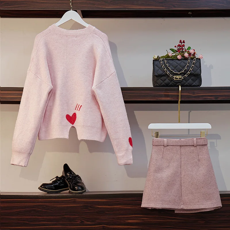 Женский трикотажный комплект из 2 предметов свободный свитер в стиле преппи с