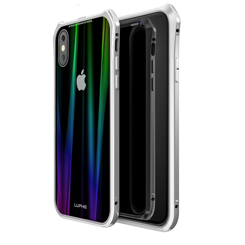LUPHIE чехол с магнитной адсорбцией для iPhone X, Xr, Xs, Max, чехол из закаленного стекла, задняя крышка для iPhone 7, 8, чехол для телефона 360, чехол