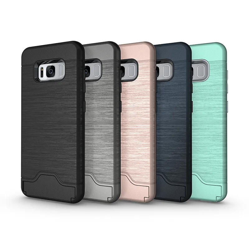 For Samsung Galaxy S8Plus S8 Cover Brushed Armor Silicone Rubber Phone Case S8plus Card Slot Holder | Мобильные телефоны и