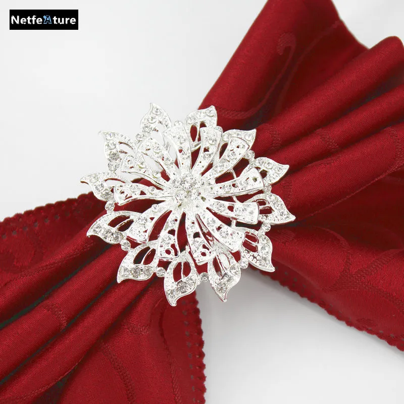 4pcs/lot Metal Napkin Rings For Wedding Table Decoration Rhinestone Holder Nickle gold Plating Serviette Ring YNR3032 | Дом и сад