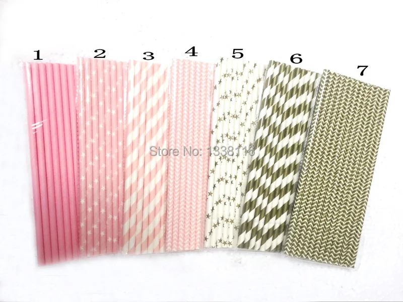 25 шт. светло розовые золотые бумажные соломинки для детского праздника свадьбы