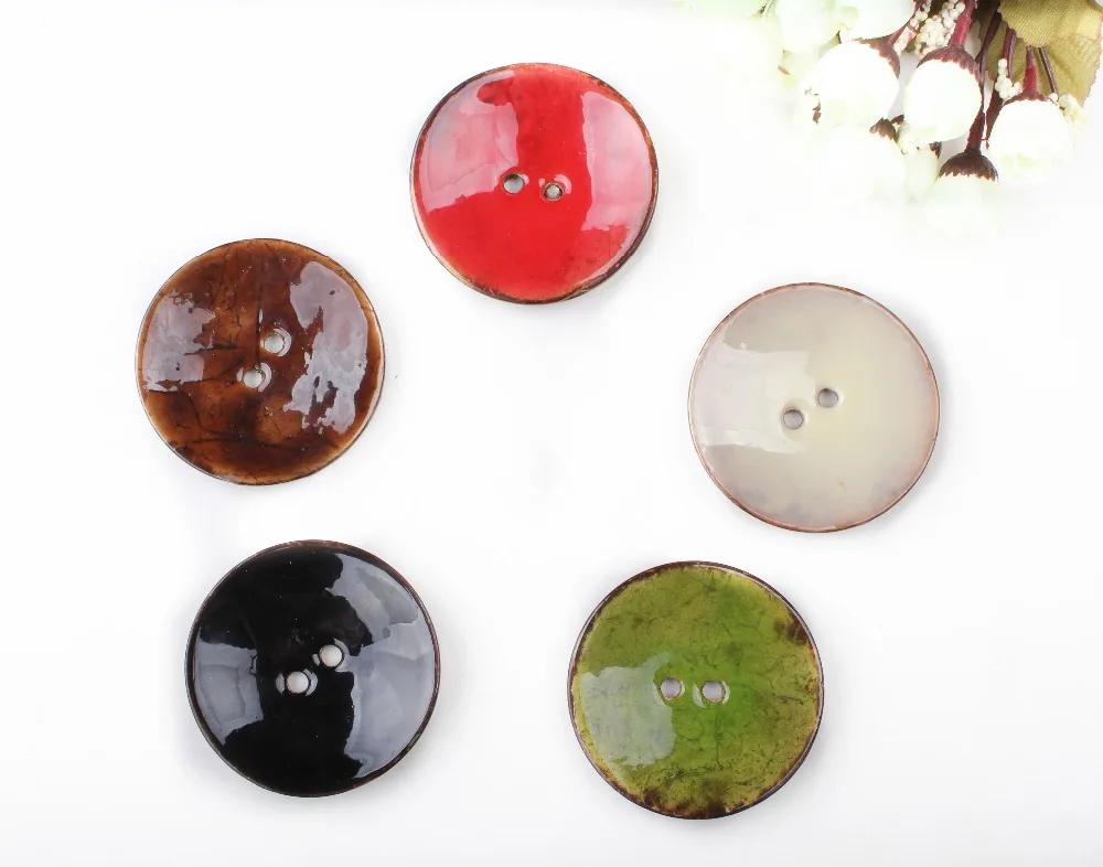 1 шт. 2 отверстия эмали шесть цветов скорлупы кокосового ореха пуговицы подходит