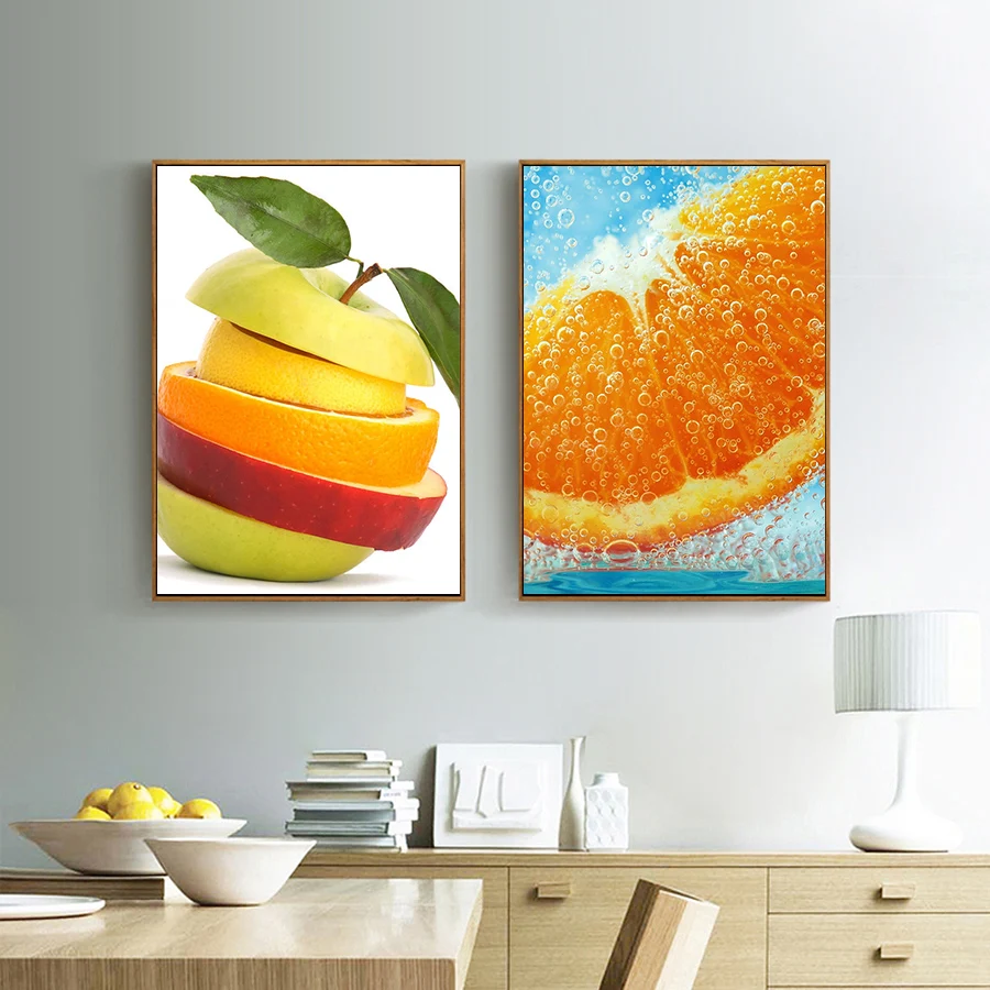 Картины Kitchen Pop Art с фруктами на холсте, печать на стену лимон, апельсин, постер для обеденной комнаты, декорация.