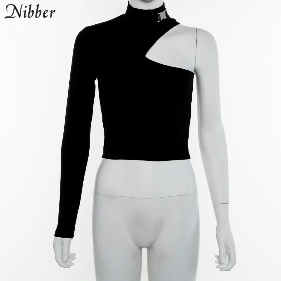 Nibber/летние топы на одно плечо со светоотражающими полосками, женские хлопковые повседневные футболки для активного отдыха, осенние черные футболки mujer