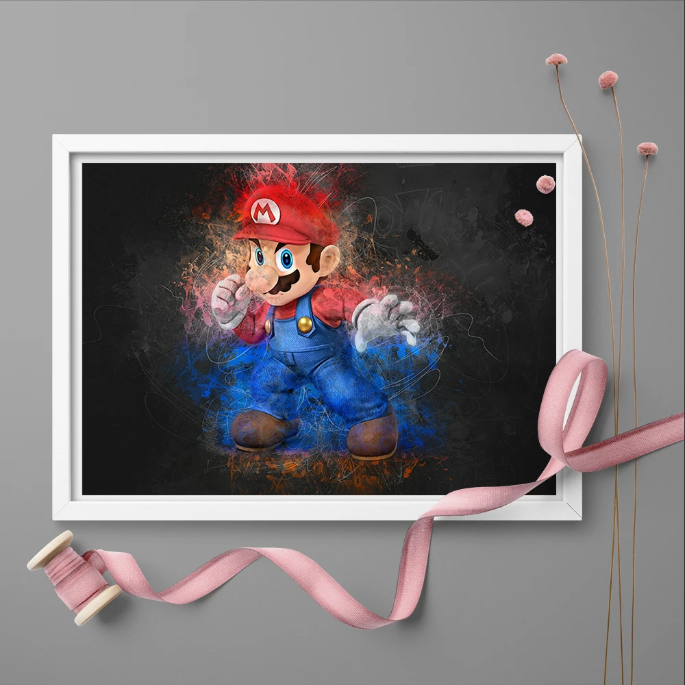 Super Smash Bros. Mario Video Game Art Poster Canvas Painting And Print Wall Home Decor | Дом и сад