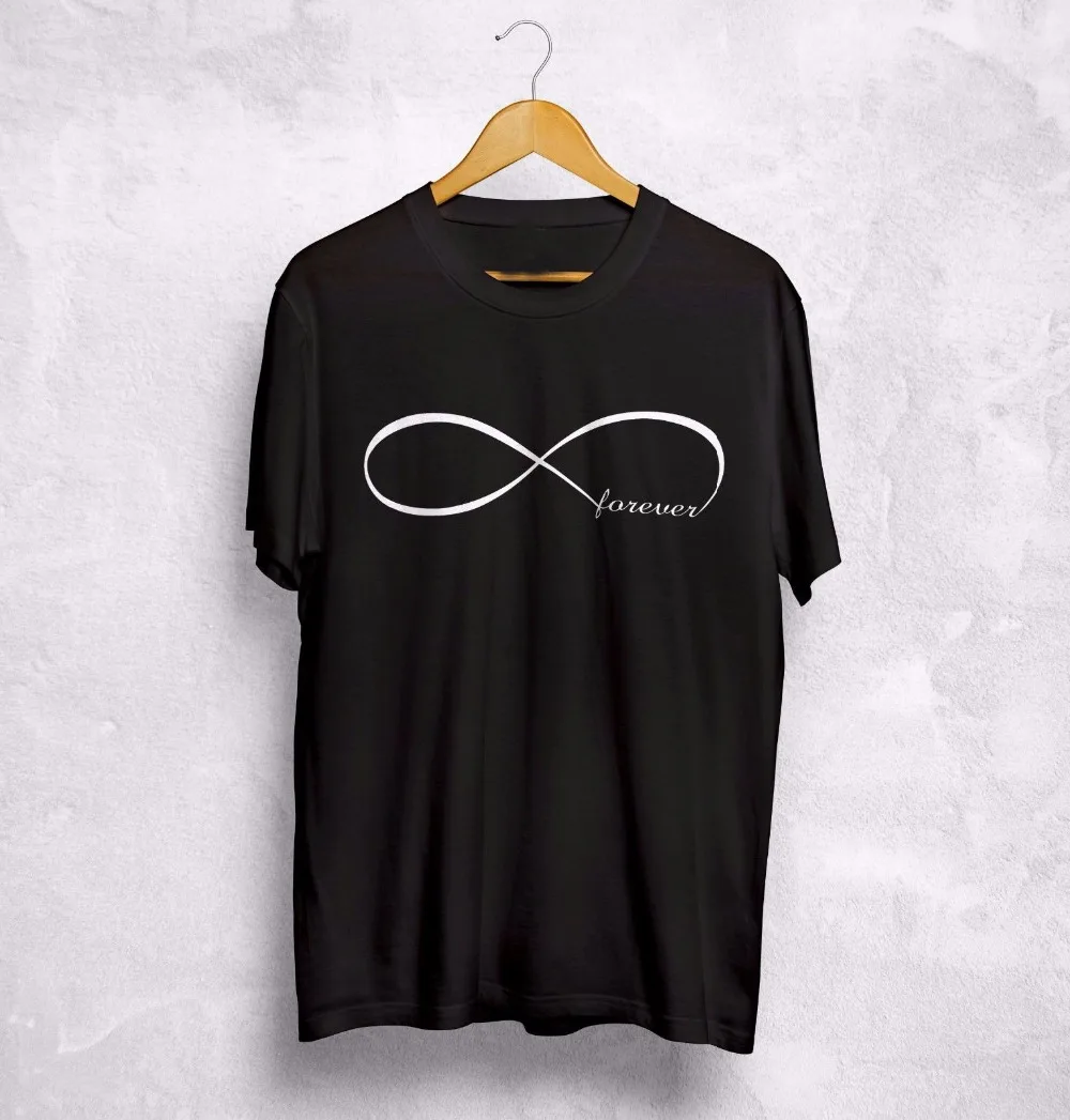 Летняя хлопковая Качественная мужская футболка с круглым вырезом Love Forever Infinity