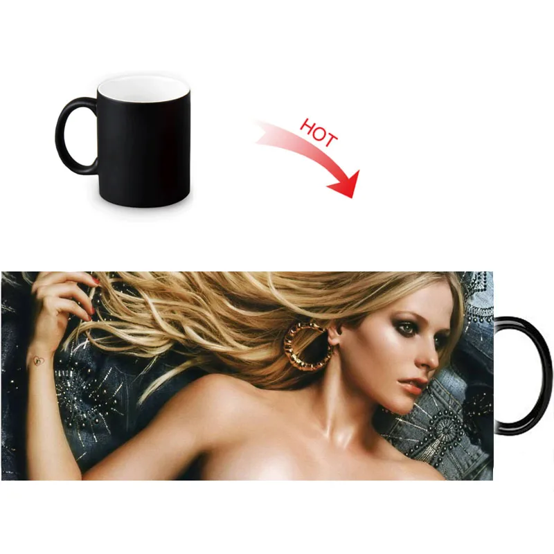 2 Avril Lavigne Magic DIY кружки для морфинга, меняющие тепло цвет, чашка для кофе с молоком, черная трансформирующая белая кружка, идея подарка - Цвет: 2