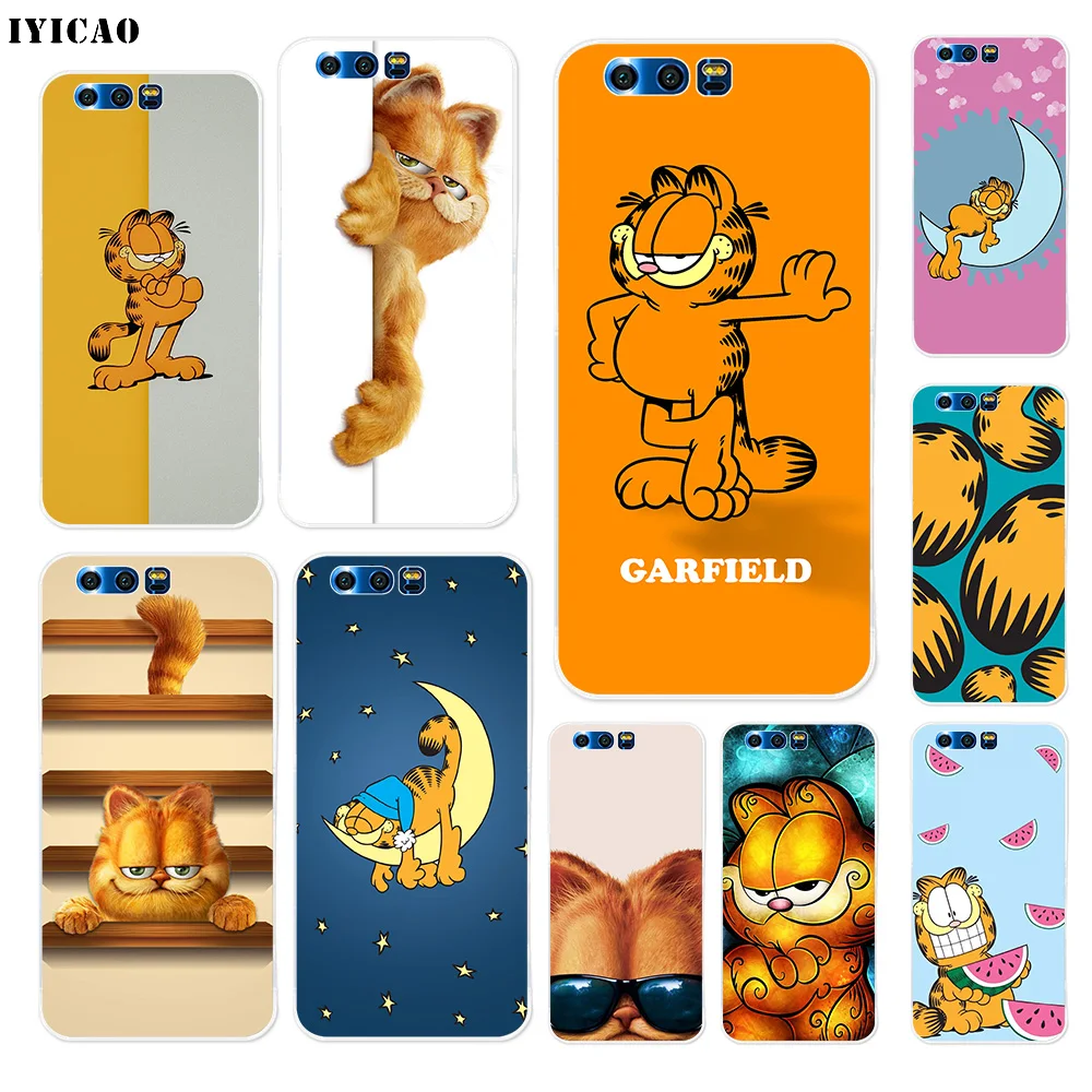 Мягкий силиконовый чехол IYICAO Garfield the cat для Huawei Y9 Y7 Y6 Prime 2018 Honor 8C 8X 8 9 10 Lite 7X 7C 6A 7A