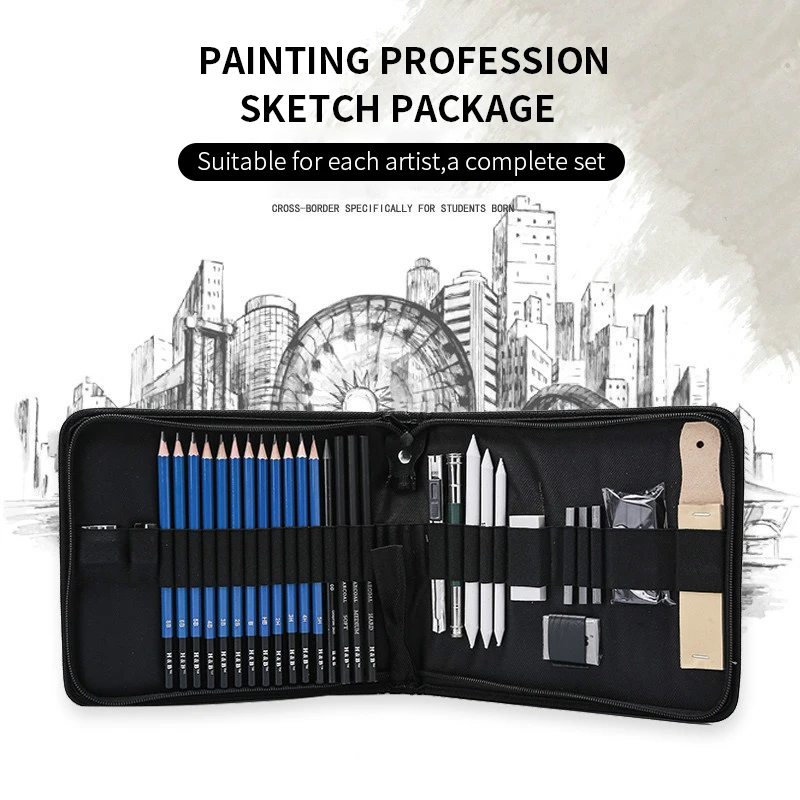 Набор карандашей для рисования 33 шт. профессиональные складные холщовые сумки