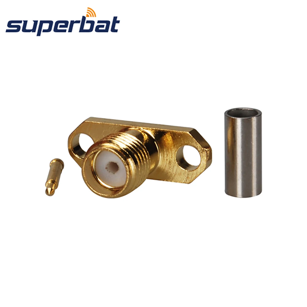 Superbat RP-SMA 2 Hole Jack(male pin) Rhombic Flange Crimp for Cable RG174 RG316 RF Coaxial Connector