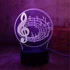 Новинка 2019 романтическая музыкальная нотка 7 цветов меняющая настольная лампа 3D СВЕТОДИОДНЫЙ Ночник светильник декор для кровати новинка блеск праздничные игрушки для детей